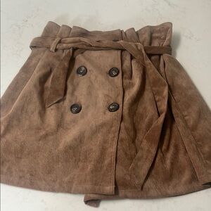 Altar'd State Brown A-Line Mini Skirt with Tie Front